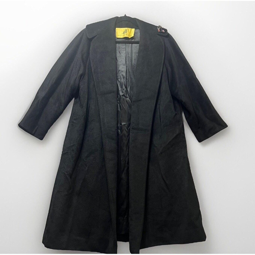 Vintage Rothmoor Coat Black Wool 40s 50s Mid Century Union Made A Line‎ Overcoat